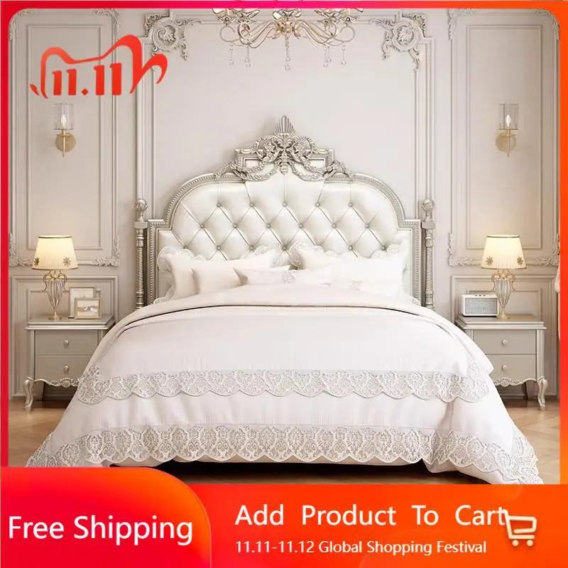 

Leather European Massage Bed Bedroom Frame Luxury Wooden Full Design Sleeping Bed Platform Letto Matrimoniale Modern Furniture