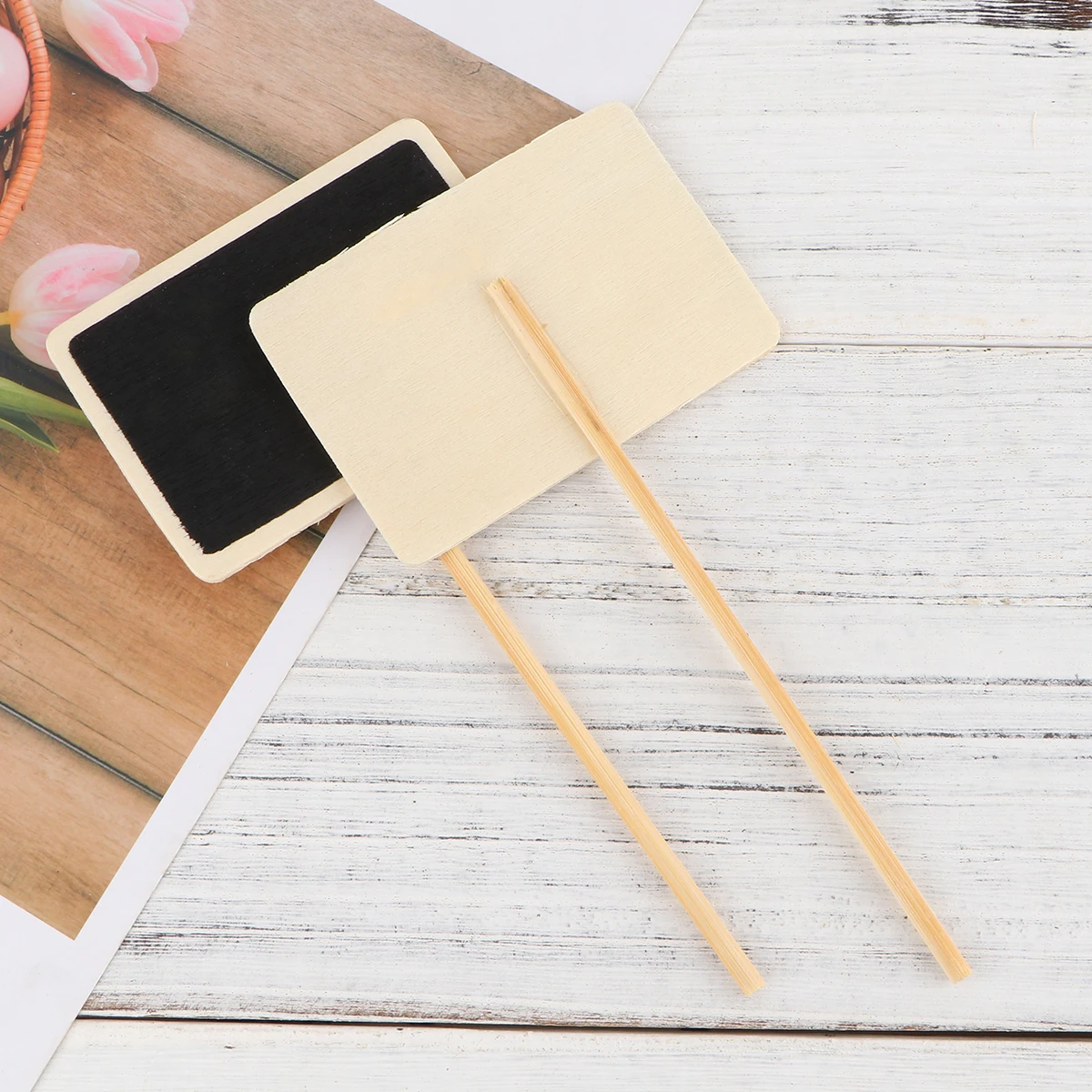 20Pcs Wooden Mini Blackboard Toppers Small Chalkboard Signs for Writing Messages Garden Flower Labels Plant Decorations