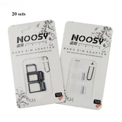 20sets Nano SIM Card Adapter 4 In 1 Micro Sim Adapter With Eject Pin Key Retail Package For IPhone For Samsung Mobile Phone