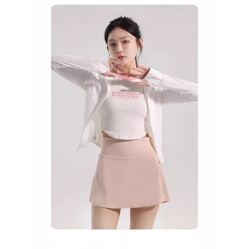 

Half Skirt Nylon Stretch Quick Dry Comfortable Fitness Tennis Pleated Anti-Shine Yoga Skirt Pants Shorts Women