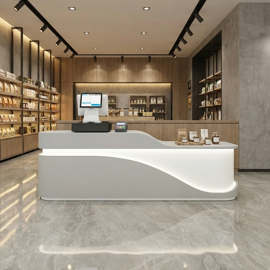 & Stylish Salon Counter Lacquered Reception Desks for Beauty Spa Dental Clinic Professional checkout counter for Office Furnitur