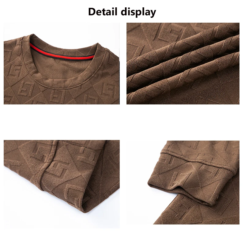 Camiseta monocromática masculina com gola redonda, top Jacquard, capuz confortável e versátil, nova moda