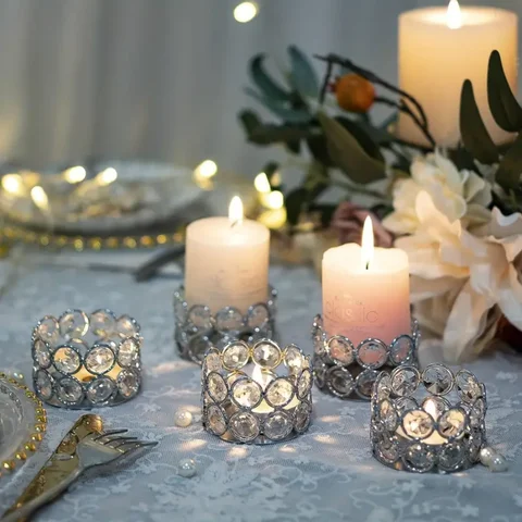 10pcs Sliver Tealight Candlestick Sets Wedding Decoration Candle Holders for Table Centerpiece Party Bar Home Lantern Ornamentic