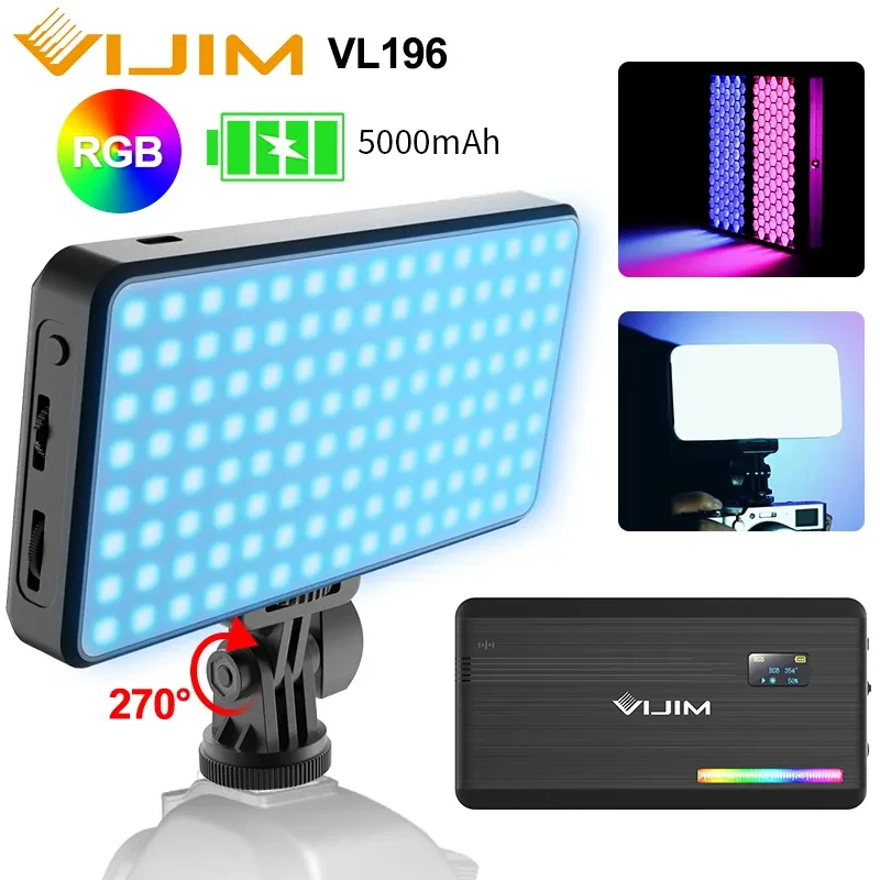 VIJIM VL196 RGB LED Video Light 2500K-9000K Dimmable Fill Light for DSLR Camera Light Smartphone Vlog Lamp Photography Lighting