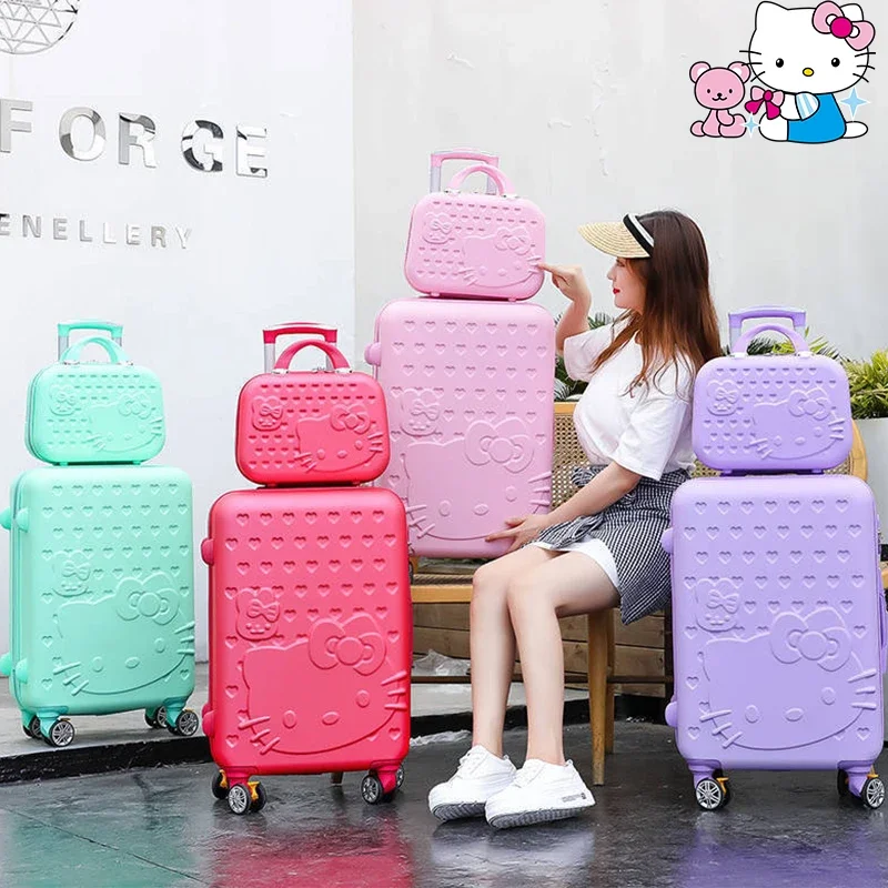 20-Inch 24 Inch Trolley Case Suitcase Anime Sanrios Hello Kitty Kawaii Mother Box Mute Universal Wheel with Lock Student Travel