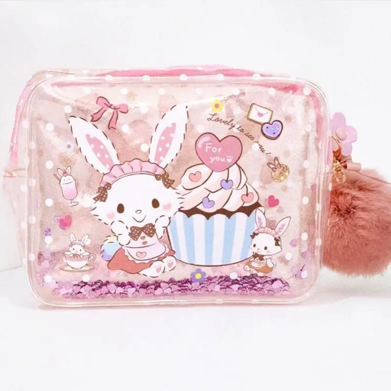 

Kawaii Sanrio Wish Me Mell ПВХ сумка большой емкости сумка для хранения дорожные туалетные принадлежности прозрачный водонепроницаемый портативный подарок для девушки