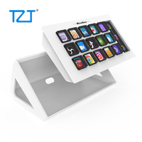 TZT MiraBox MBOX 293S Stream Deck Visual Keyboard (White/Black) w/ 15 LCD Keys & LCD Window for Live Streaming