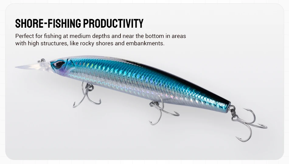 NOEBY Shad Dancer Minnow Köder 125mm 26g Sinkender Tauchköder mit Tungsten-Gewichtstransfersystem für Weitwürfe im Salzwasser – Detail 6