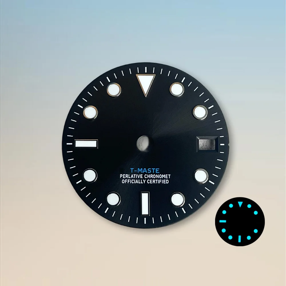 Watch modification parts 28.5mm S Dial GMT 2 Dial Fit NH34 Japanese Movement Ice Blue Luminous High Quality Watch Accessories