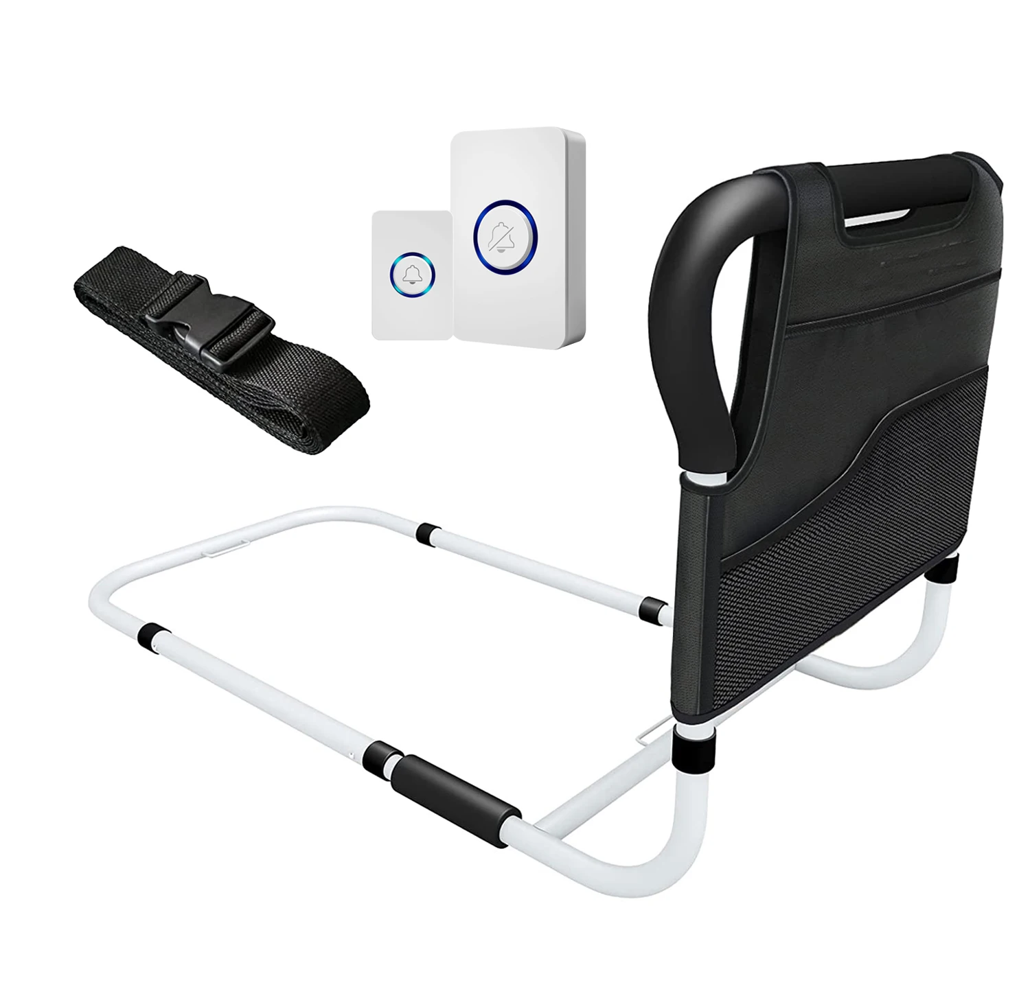 درابزين بجانب السرير لكبار السن، قضبان مساعدة بجانب السرير قابلة للتعديل مع جيوب تخزين #2