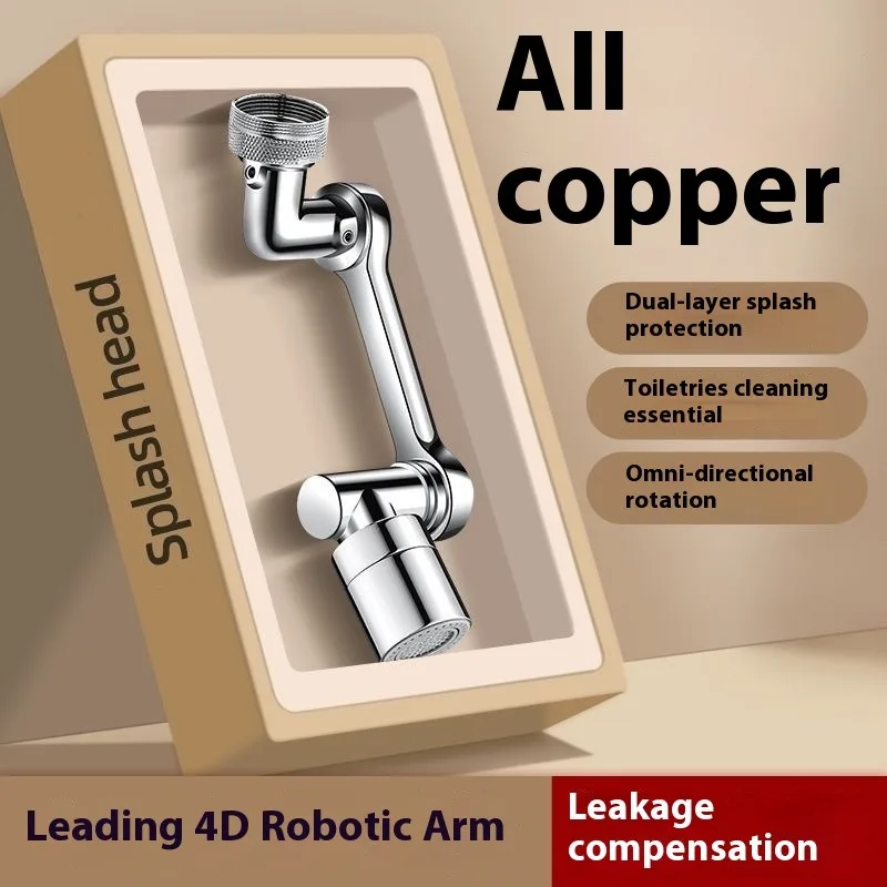 Faucet Aerator Swivel Extender Brass Anti Splash 360 Rotating Swing Arm Water Saving Tap Adapter for Kitchen Bathroom Sink