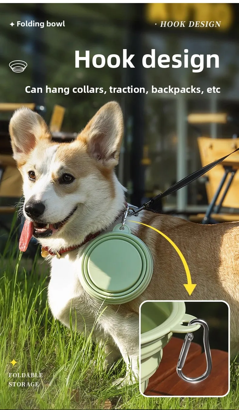 Macaron CollapsiblePet BowlPortable Dog Cat Travel Feeder with Carabiner|BPA-Free  Outdoor Food Water Dish for Small Medium Pets