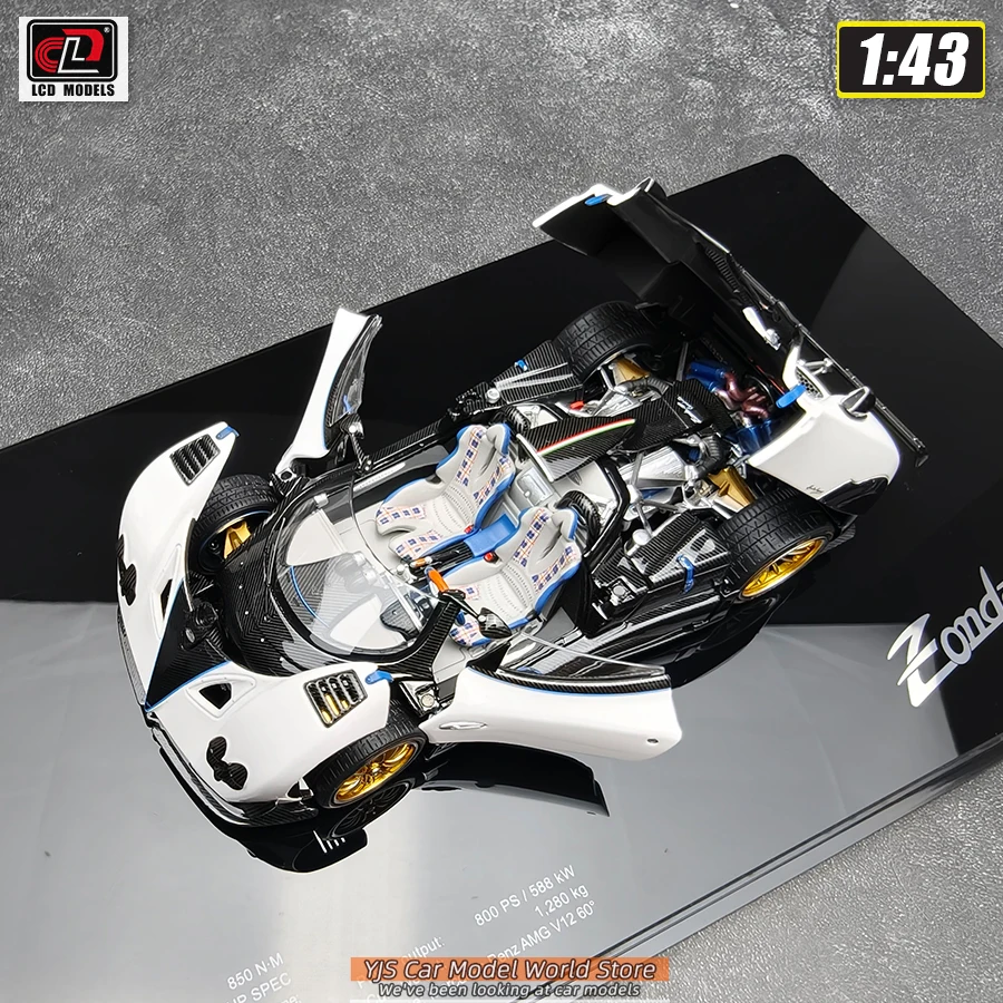LCD Diecast 1:43 Pagani Zonda HP Model van gegoten metaal, statische displaystukken, cadeau voor de feestdagen, verzamelobject