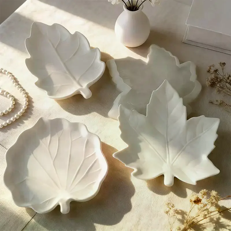 DIY Gypsum Leaf Coaster Silicone Mold Geometric Leaves Plaster Epoxy Resin Mould Handmade Storage Tray Desktop Decor Molds
