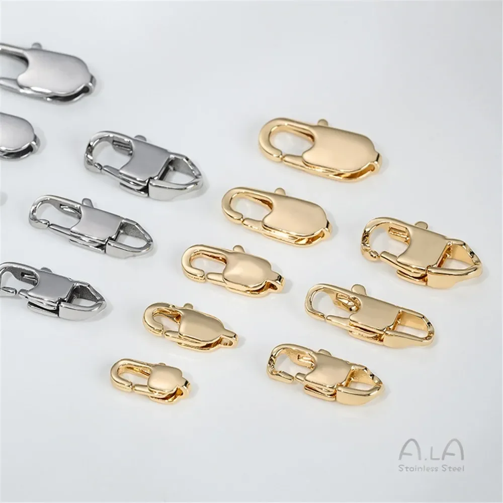 Titanium Steel Non-fading Fishtail Buckle Lobster Buckle Plated with 14K Real Gold DIY Stainless Steel Chain Ending Buckle