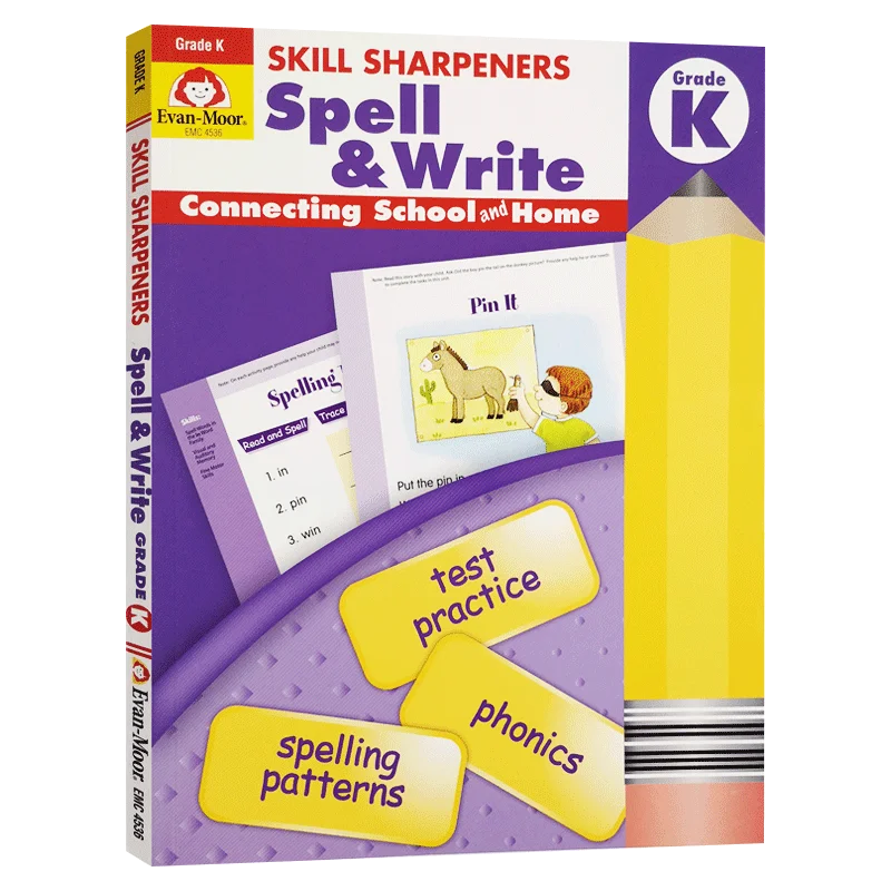 

Evan-Moor Skill Sharpeners Spell & Write, Kindergarten Workbook,aged 3 4 5 6, English book 9781596730441