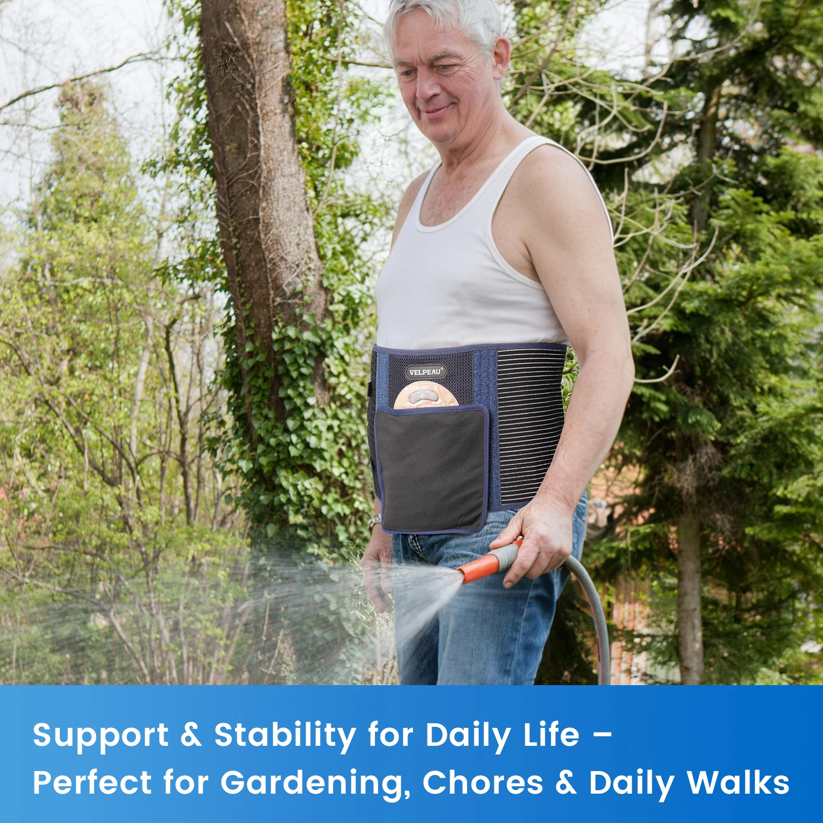 VELPEAU Ostomy Stoma Support Belt, Ostomy Abdominal Belt for Colostomy Bags, Unisex Ostomy Hernia Support Belt
