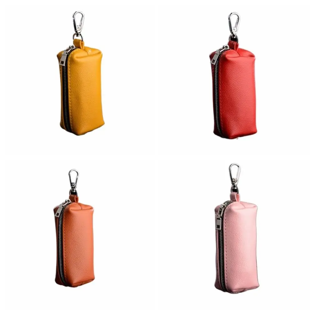 New Genuine Leather Key Bag Solid Color Mini KeyChain Multifunction Small Card Holder