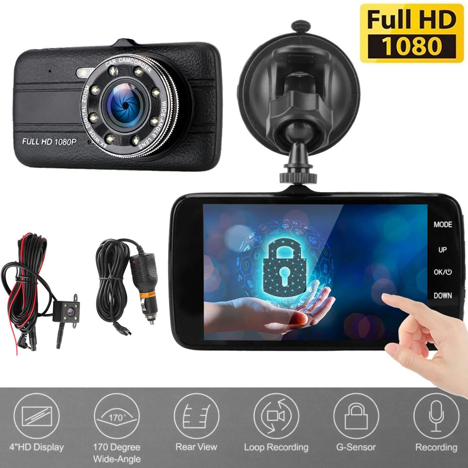 

Car DVR Full HD 1080P Dash Cam Rear View Vehicle Video Recorder Night Vision Auto Dashcam Black Box Car Accessories Registrator