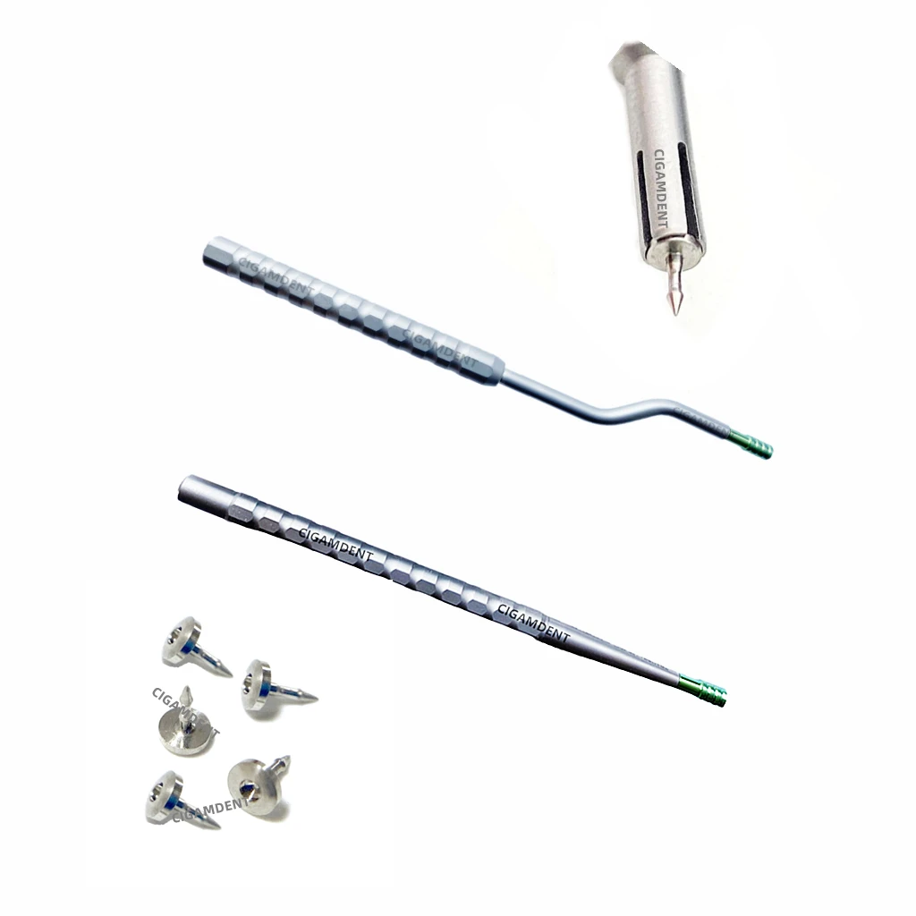 

Dental Bone Tack Titanium Pins Holder Membrane Fixation Stabilization Handle GBR Applicator Curved Cross Head