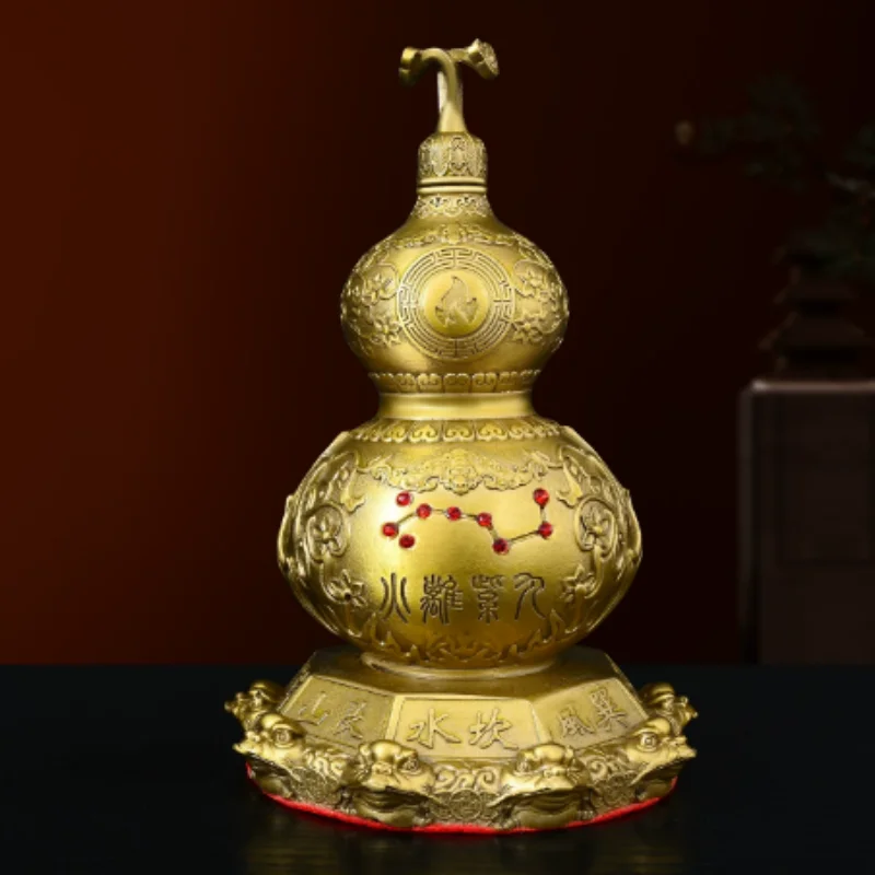 Exquisite Brass Gourd Feng Shui Ornament - Traditional Fu Lu Lucky Home Decor, Creative Unique Housewarming Present
