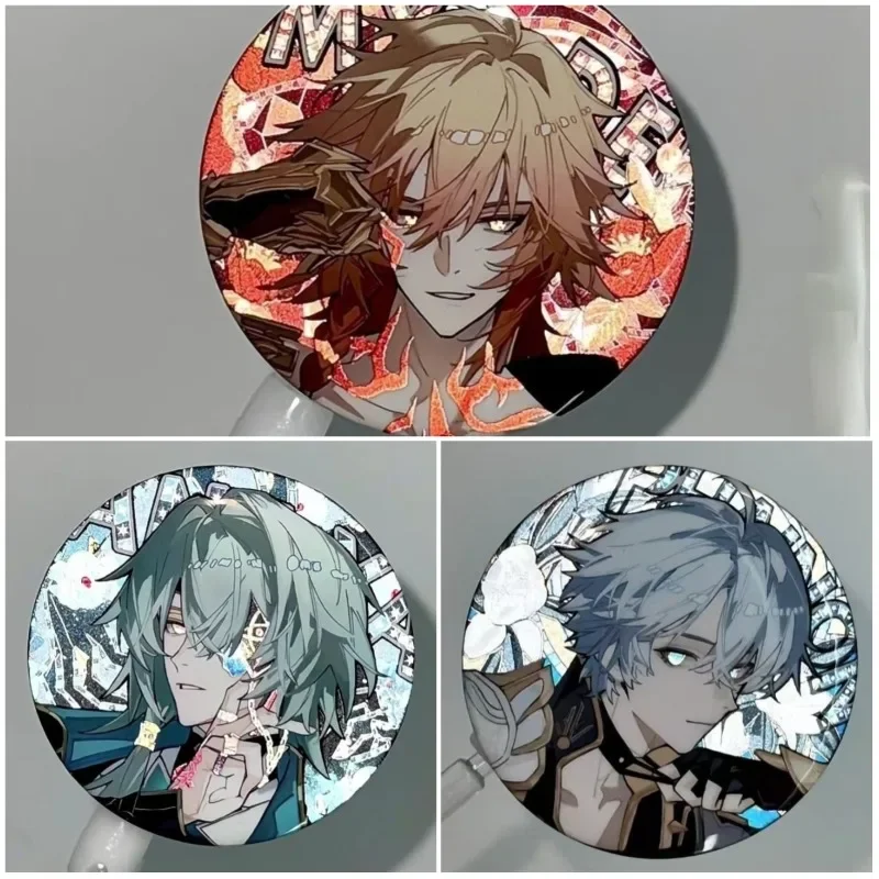 3Pcs/Lot Anime Game Cosplay Reflective Badge Mydei Phainon Anaxa Anaxagoras 58mm Pins Collection Breastpin