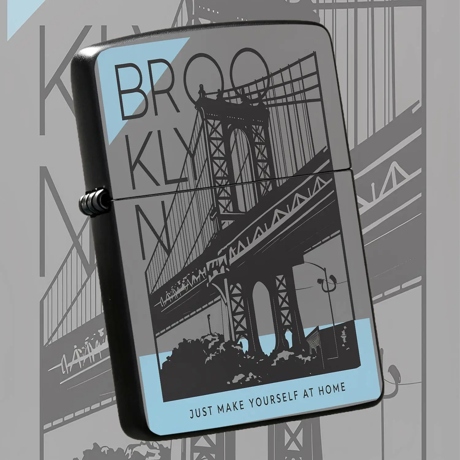 Brooklyn Stylish City Landmark Printed Lighter, Vintage Brooklyn Bridge Themed Portable Ignition Tool, Sleek Minimalist Art Design, Ideal For Daily Carry, Outdoor Camping, Home Office Use, Nice Practical Gift For Friend A Humorous And Inter