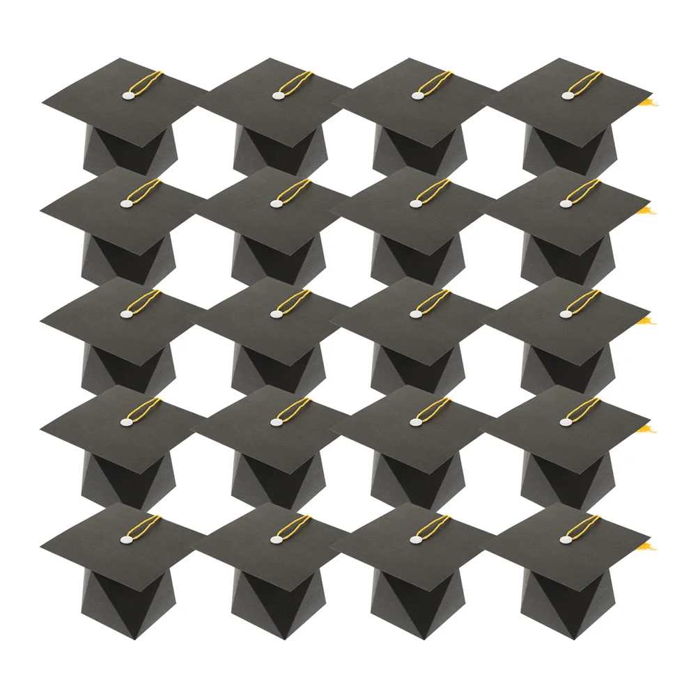 

25Pcs Paper Candy Boxes with Tassel Design Multi-Function for Graduation Party Sweets Chocolate Fondant Favor Gift Packaging Box