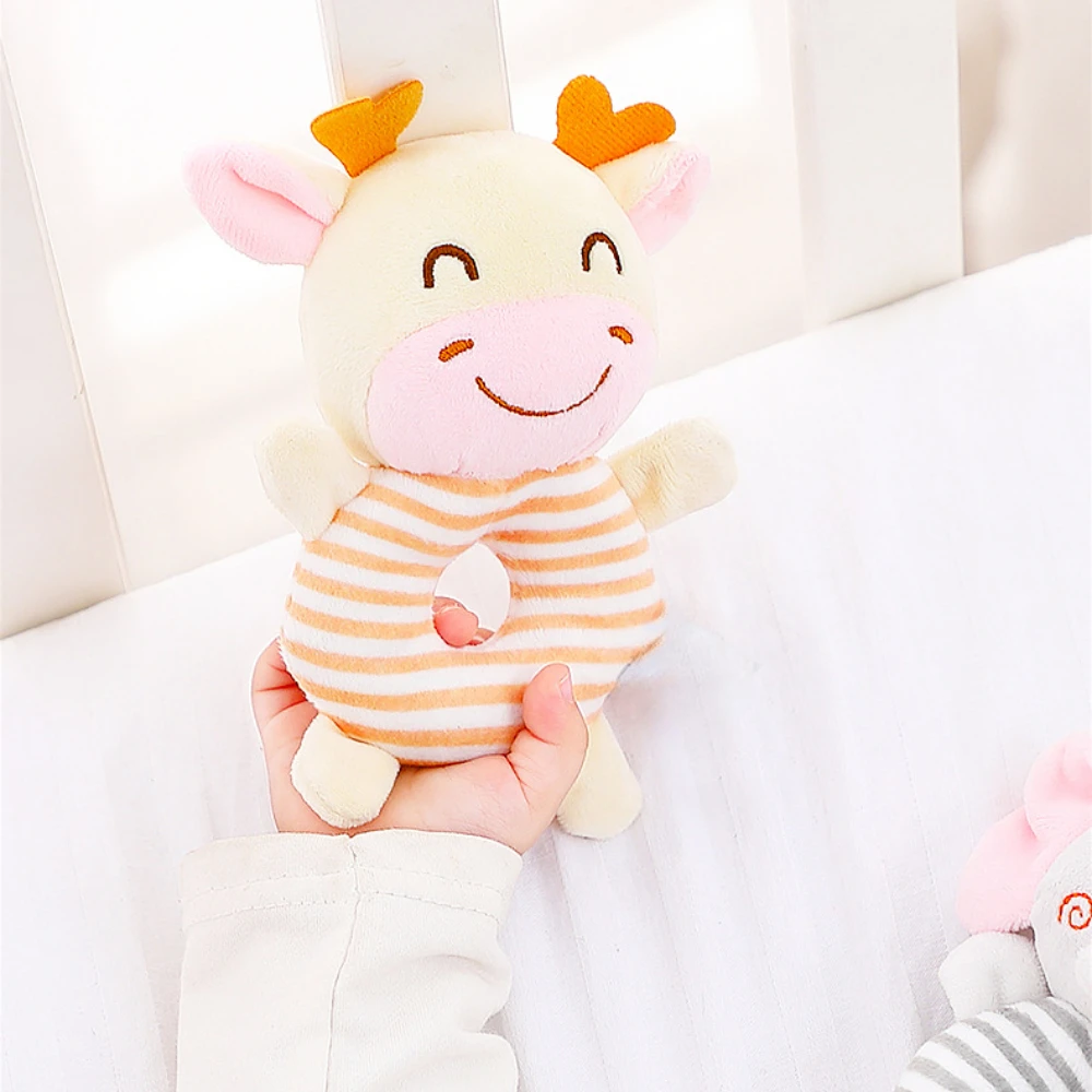 Hochet en peluche pour bébé avec effet apaisant, animal en peluche, anneaux en peluche doux, UNIS issement Audothy, cadeau de Noël pour nouveau-né