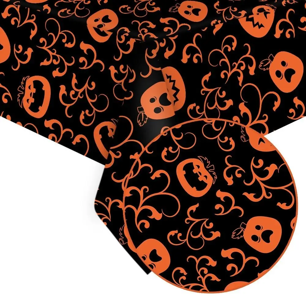 Plastic Halloween Tablecloth Bronzing Pumpkin Ghost Spooky Bat Tablecloth Ghost Decoration Tablecloths Party Supplies