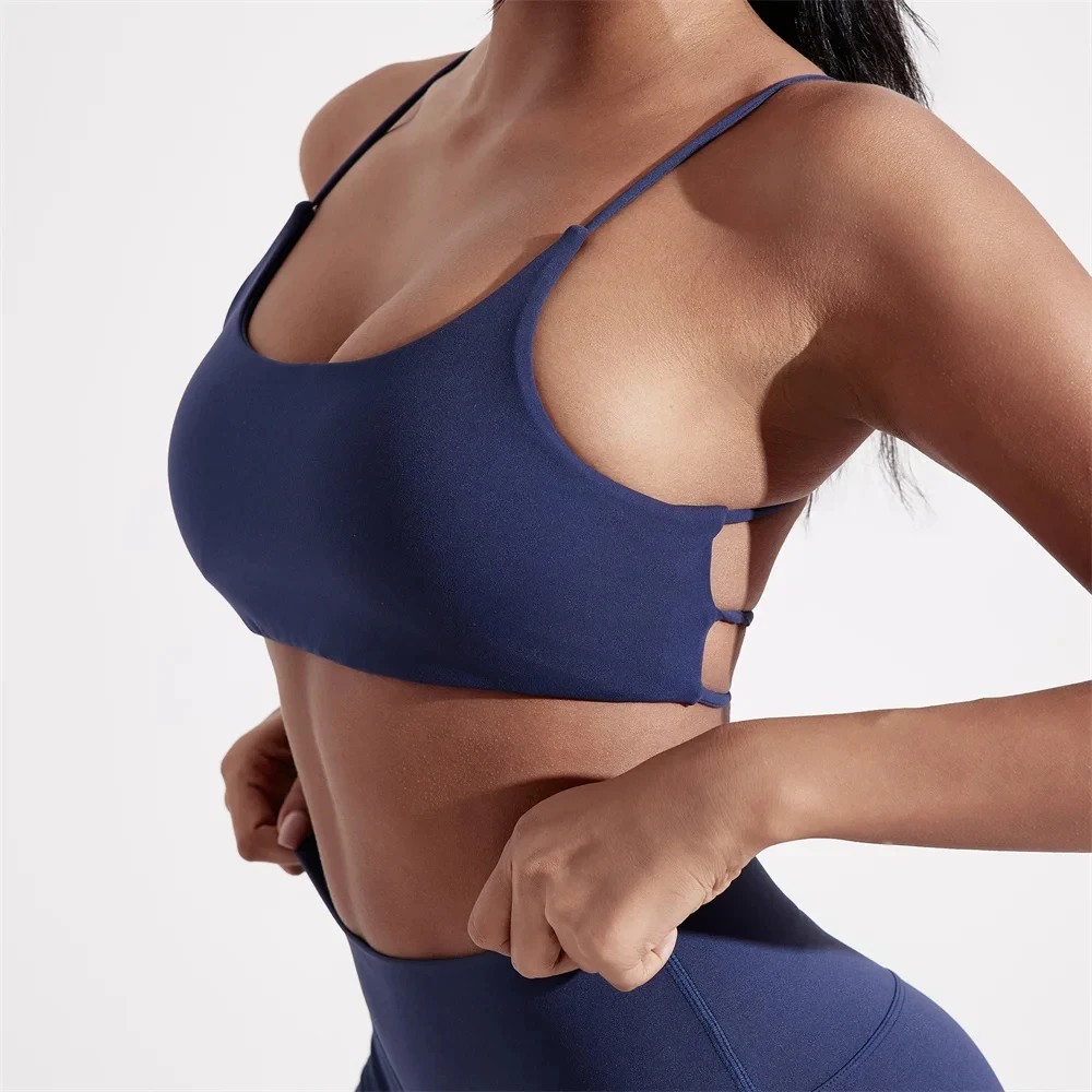 Solid Color underwear Cross Back Women Fitness Sports Bra Top Yoga Comprehensive Training Jog Chest Pad Spaghetti Strap Beauty