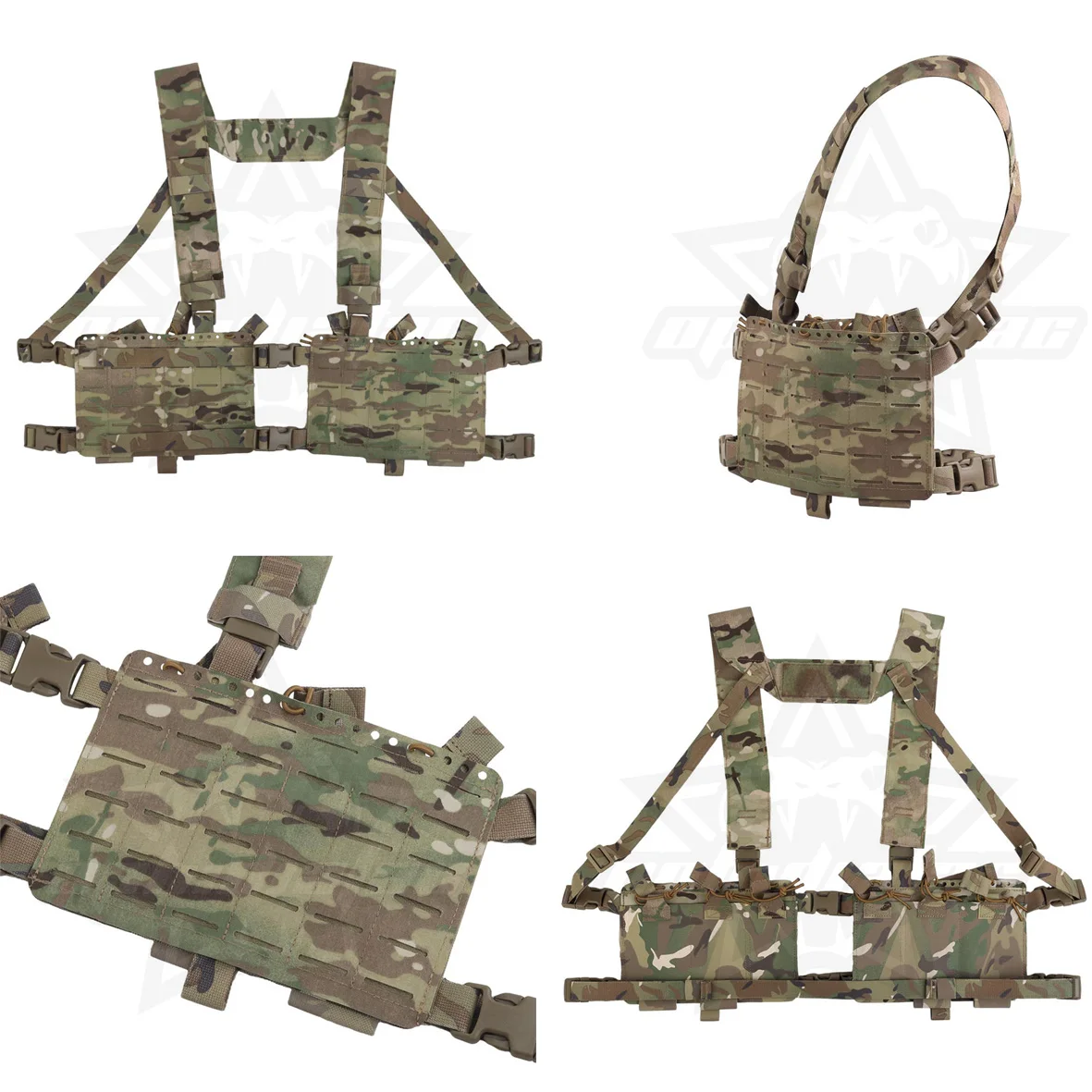 OPHIDIAN Kamizelka na klatkę piersiową Rig Laser Cut Mole System Magazine Pouch Hunting Split Front Chest Rig Airgun Wygodny sprzęt