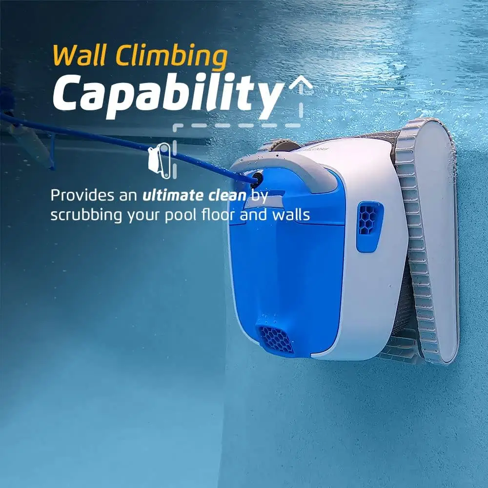 Automatic Robotic Pool Vacuum Cleaner, Wall Climbing, Waterline Scrubber Brush, Ideal for In-Ground Pool up