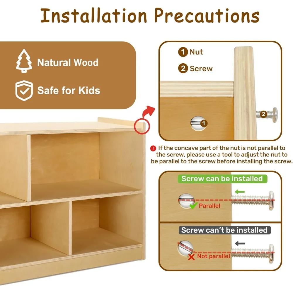 خزانة تخزين خشبية، رف كتب مونتيسوري مكون من 5 أقسام، رف كتب منظم لتخزين ألعاب الأطفال لغرف الأطفال والفصول الدراسية