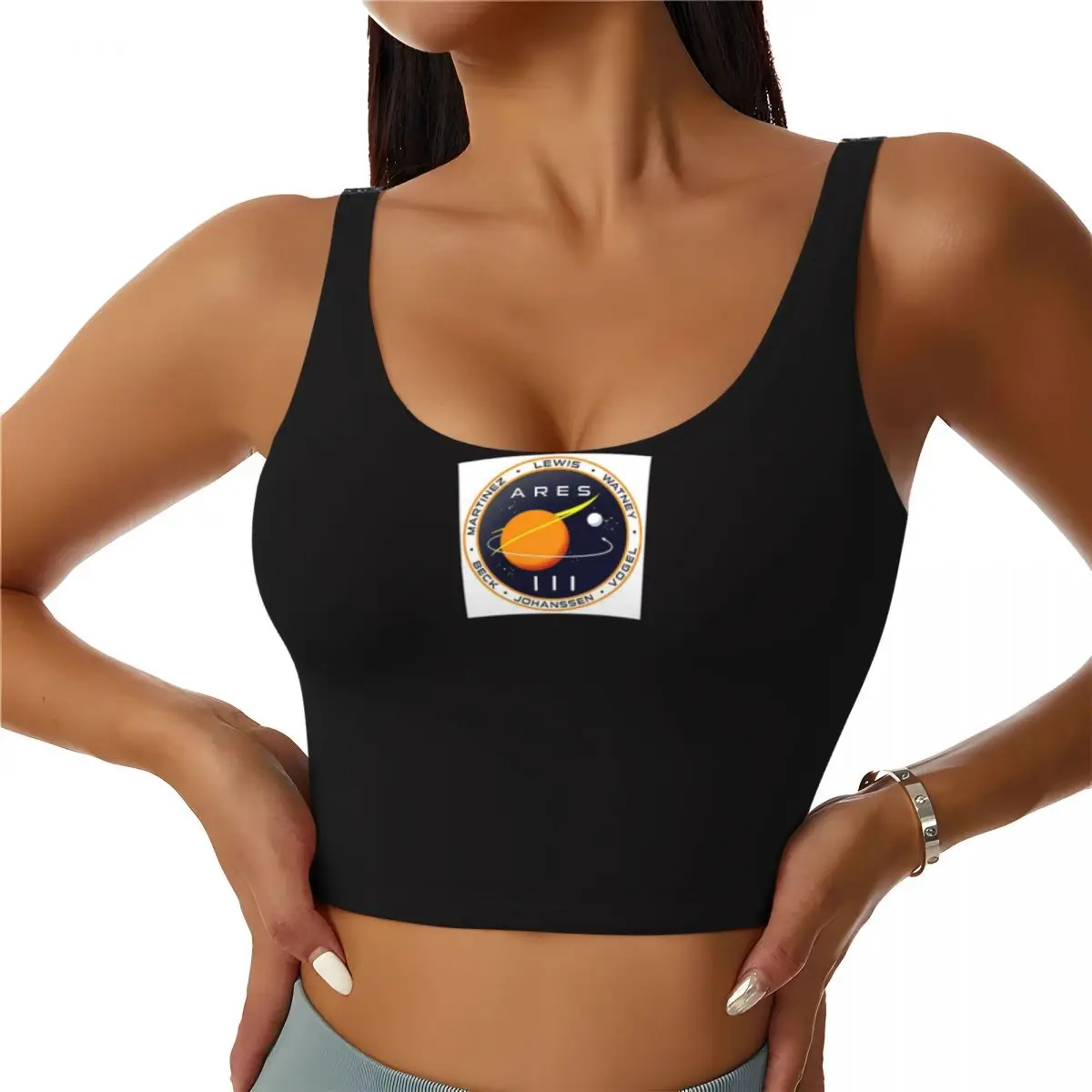 

Custom Ares 3 Mission To Mars - The Martian Badg Women Sports Bra High Impact Vest Gym Workout Yoga Crop Tank Top