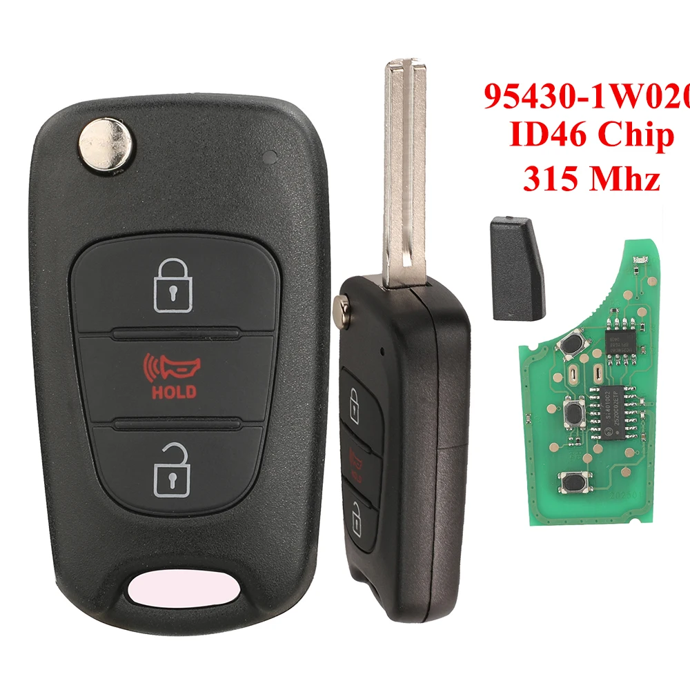 

jingyuqin New Remote Car Key 315Mhz FSK ID46CHIP 95430-1W020 For Kia Rio 2014 Folding flip Control