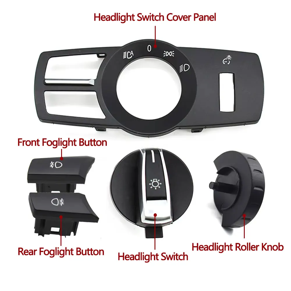 Head Lamp Rotary Button Headlight Switch Cover Panel For BMW 5 Series 5GT 6S 7S X3 X4 F02 F10 F11 F07 F06 F25 F26 61316803965