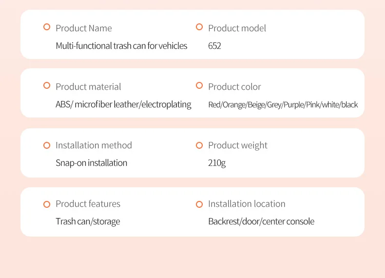 Multifunktionaler Auto-Mülleimer mit Deckelknopf, hängender Aufbewahrungsbehälter für nasse und trockene Gegenstände, Innenzubehör, Mini-Organizer-Box – Detail 16