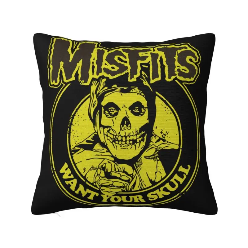 Custom Horror Rock Roll The M-Misfitses Skull Cushion Cover Sofa Living Room Heavy Metal Square Pillow Case