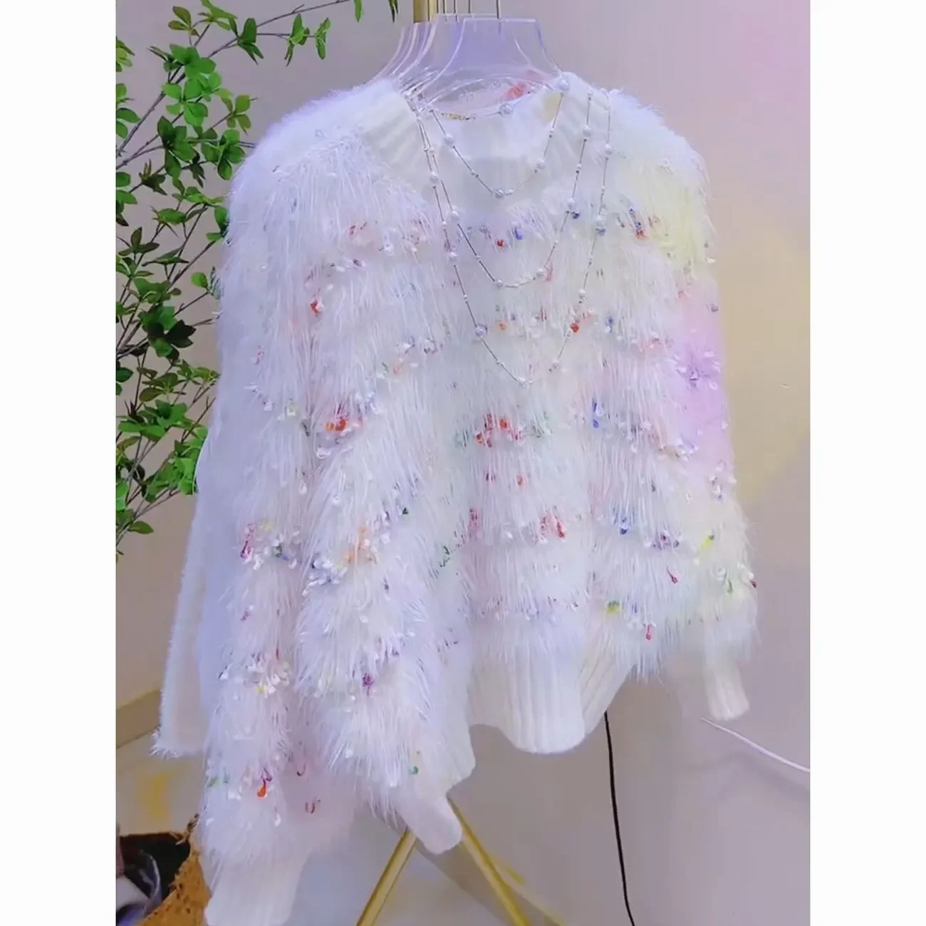 Suéter de cachemira de visón para mujer, suéter extragrande, ropa de invierno, jersey para mujer, tops de moda coreana, suéter tejido dulce
