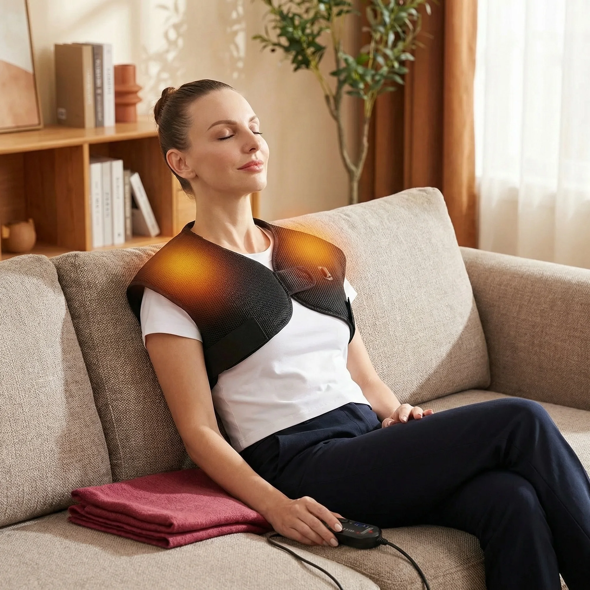 

Home Use Unisex Braces Electric Heating Shoulder Massager 3 Heating Functions Infrared Therapy Shoulder Back Muscle Relaxation