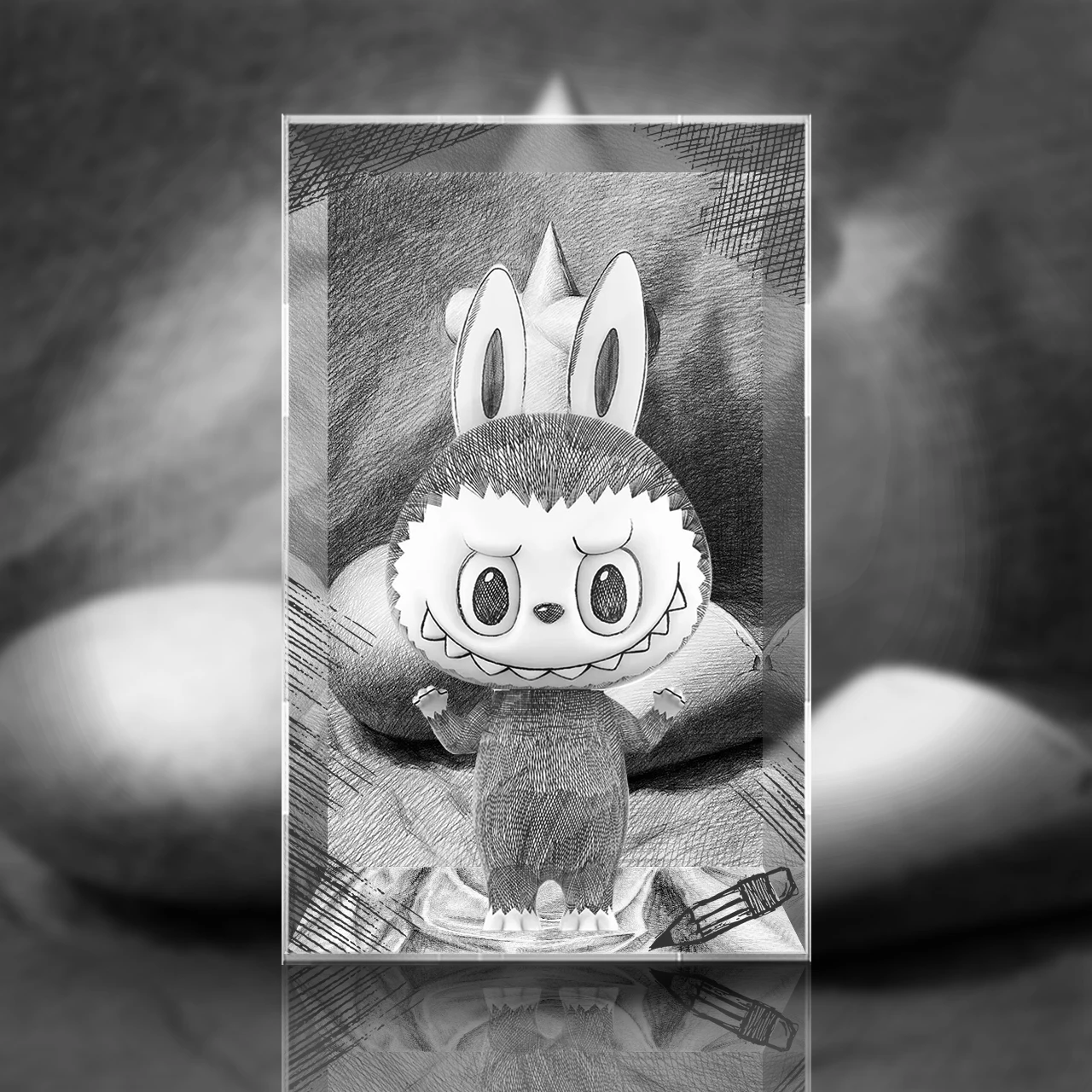 

Suitable For Labubu 400% Sketch Collectible Blind Box Acrylic Theme Background Display Box 25X25X40cm Exquisite Storage Box