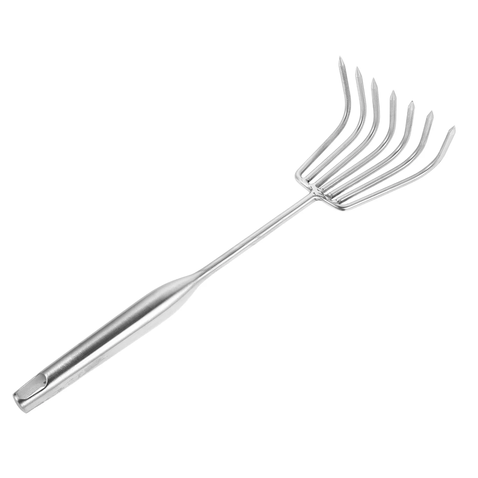 Stainless Steel Clam Rake 7-Tine Handheld Claw Rake Long Handle Clam Digging Tool Beach Sand Shell Collecting Garden Soil