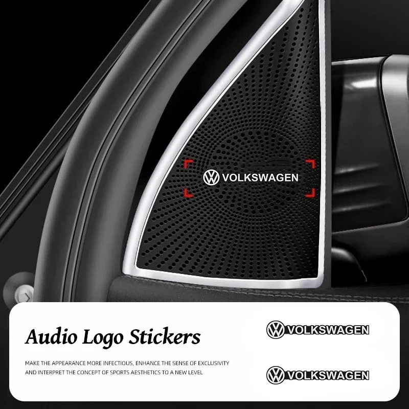 5/10Pcs Car Audio Speaker 3D Aluminum Badge Logo Stickers For VW GTI Polo Golf Passat Tiguan Arteon Touareg CC Taigo Caddy Jetta