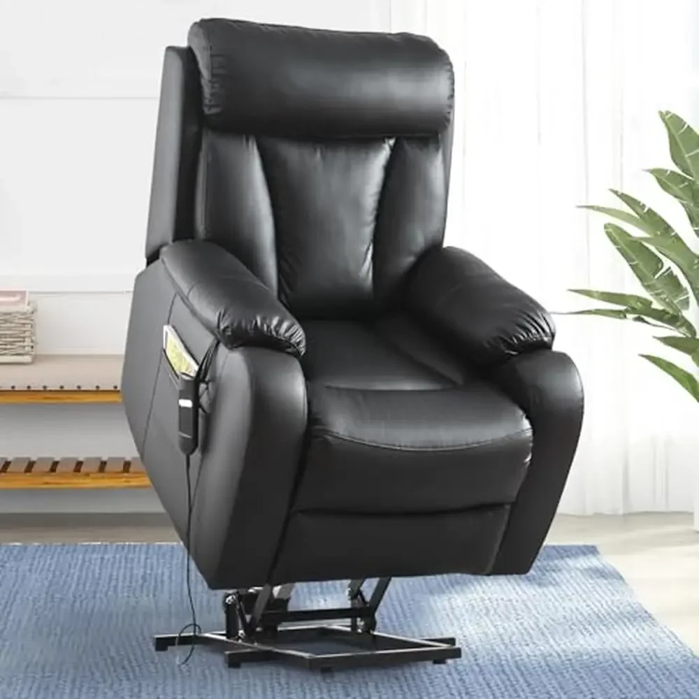 Power Lift Recliners Chair Elderly Comfortable High Density Foam Backrest PU Leather Metal Frame Easy Assembly Quiet Motor