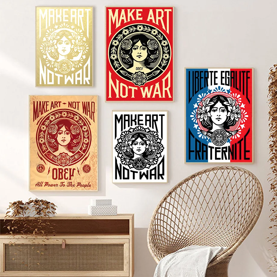 Toile de peinture murale sans guerre, affiches et imprimés d'images pour décoration de salon, cadeaux, liberté Egalite Fraternite