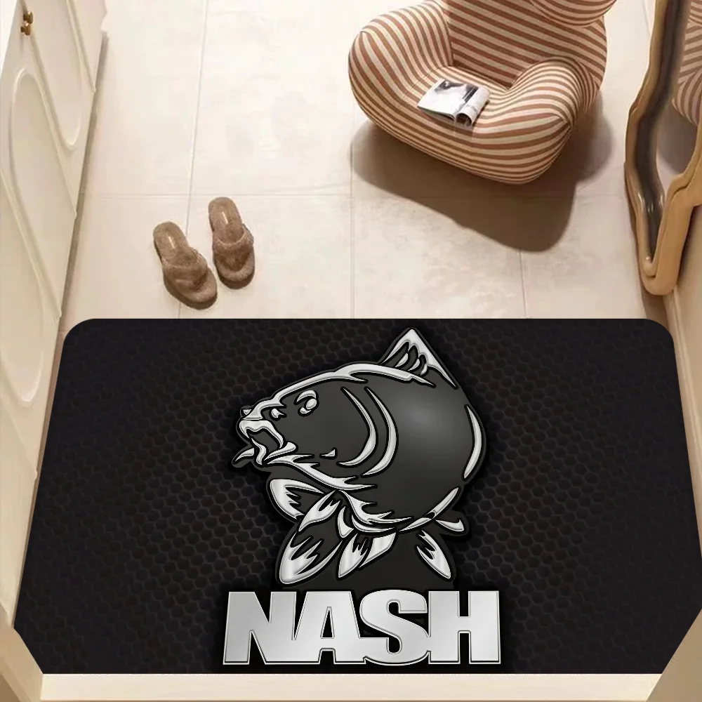 Nash Fishing Logo  Floor Mat Bathroom Mat Kids Room Bedroom Decoration Balcony Anti-Slip Doormat Living Room Bedside Area Rugs