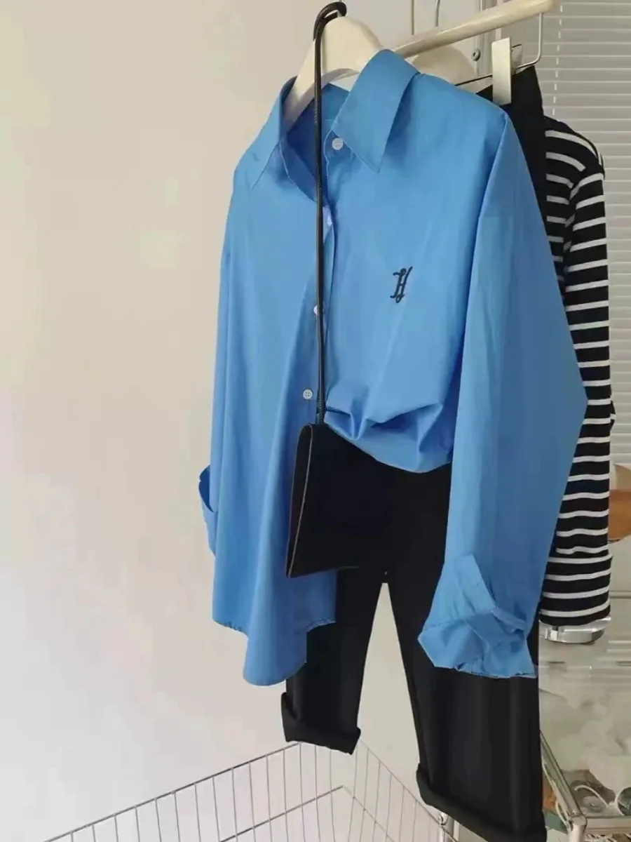 

Early Autumn Loose Long Sve Collar Embroidered irt Women's Faion Outerwear Polyester Commute Sle Mid-Length