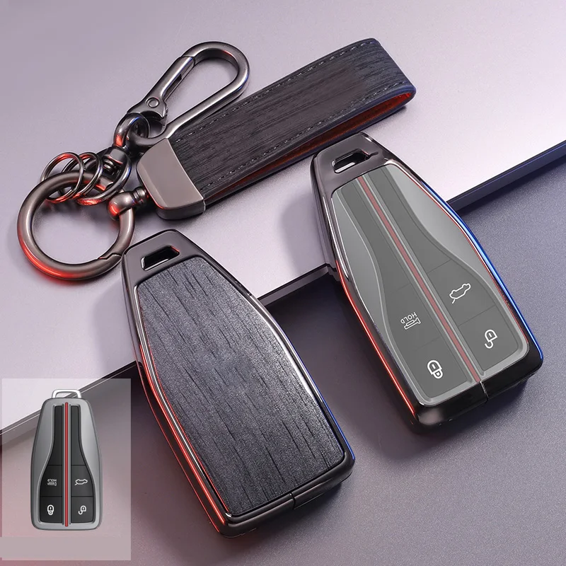 For Hongqi H5 H9 H6 HS7 HS5 HS3 HQ9 EHS9 Aluminum Alloy Metal Car Key Case Shell Sleeve Keychain Keyring Car Key Protector