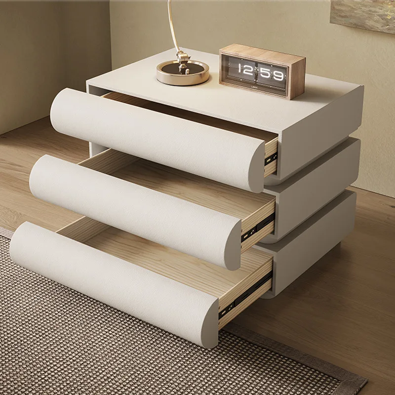Modern Simple Solid Wood Three-Drawer Bedside Cabinet With Storage